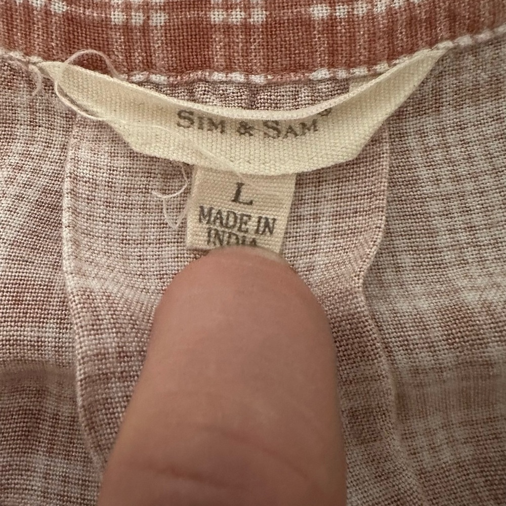 Sim & Sam | Pink Plaid Sleeveless Button-Up Top Shirt | Size L - Picture 7 of 8